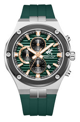 Beverly Hills Polo Club Men's Analog Watch, Green Dial Multi-Function With Green Silicon Strap, BP3822X.375